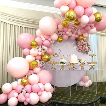 124Pcs ורוד זהב בלון גרלנד ערכת Macaron מתכת בלון קשת החתונה רווקות ילדה יום הולדת מסיבת מקלחת בייבי קישוט