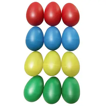 12pcs פלסטיק ביצה שייקרים עם סט 4 צבעים שונים,כלי הקשה מוסיקלי ביצה מאראקס הילד צעצועים לילדים