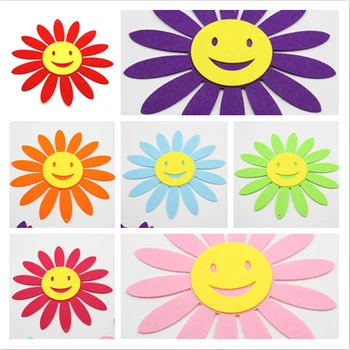 18cm פנים חיוך השמש פרח הרגשתי חומר בד DIY קישוט לילדים קישוט הבית ילדים רון קישוט באיכות גבוהה