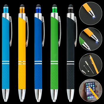 1PC 3 ב 1 עיצוב אופנה הגעה החדשה LED אור מתכת עט כדורי אנשי עסקים כתיבה הטלפון לגעת עט עבור סטודנטים