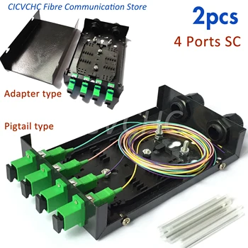 2pcs סיבים תיבת מסוף עם 4 נמל SC מתאם או צמה ושני כבלים בלוטת עבור 3.5 8.5 מ 