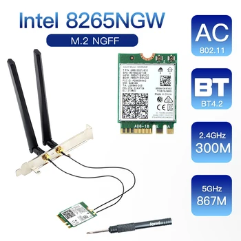 300+867Mbps Dual Band 2.4 G-5Ghz מידע 8265NGW כרטיס אלחוטי Wifi Bluetooth 4.2 NGFF M. 2 802.11 ac MU-MIMO עבור שולחנות עבודה מחשב נייד