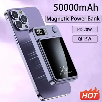 50000mAh מגנטי צ ' י מטען אלחוטי כוח הבנק 22.5 W טעינה מהירה עבור IPhone Huawei Xiaomi מיני Powerbank