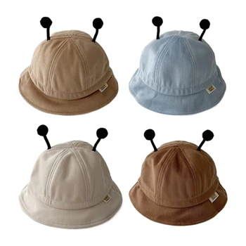 67JC מסוגנן & מעשיים ילדים דלי שמש כובע חמוד עם אוזניים יוניסקס דייג כובע כותנה כובע מתאים Beachs פארק & נסיעות