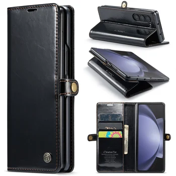 Caseme Shockproof עור יוקרתי בעל כרטיס ארנק Case עבור Samsung Galaxy Z קיפול 5 4 3 Flip Stand כיסוי לטלפונים Conque