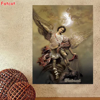 DIY תמונה של אבני חן יהלום ציור סנט מייקל המלאך יהלום רקמה לחצות סטיץ קיר חדר השינה DecorPP3863