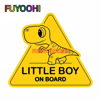 FUYOOHI ילד קטן על לוח דינוזאור סימן אישיות הרכב מדבקות הפגוש אופנוע מדבקות אביזרי רכב