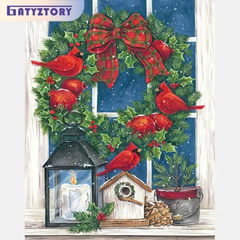 GATYZTORY ציור שמן על ידי מספרים מלאכת יד על בד חג המולד קישוט תמונות על ידי מספרים קיר בעיצוב ייחודי מתנות Diy סט