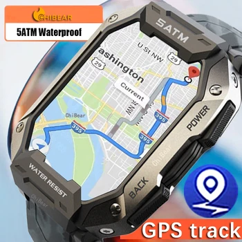 GPS חיצוני עמיד למים שעון חכם גברים מסך מגע 5ATM שעונים עמיד למים ספורט כושר Smartwatch אדם Relogio Masculino