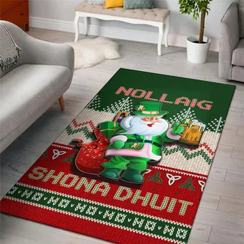HX אירלנד חג המולד שטיח מצויר אירי סנטה הדפסת 3D שטיחים עבור הסלון מקורה שטיחים חג המולד תפאורה הביתה Dropshipping