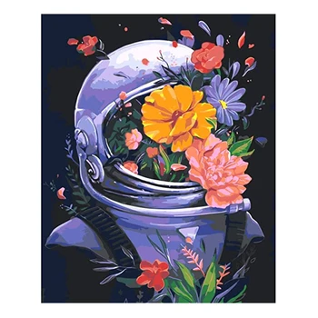 LZAIQIZG 5D יהלום ציור אסטרונאוט פרח מלא מרובע/עגול היהלום לחצות סטיץ ערכת רקמה תמונה לקישוט הבית