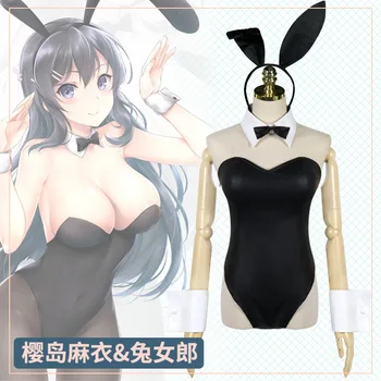 Sakurajima מאי קוספליי אנימה המשחק חמודה באני ילדה בגד PU העוזרת ארנב תחפושות לנשים בתוספת גודל כי בגדים