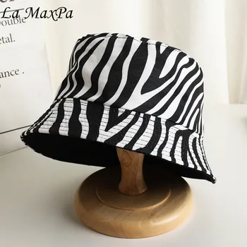 אופנה חדשה לאביב קיץ שחור לבן הדפס זברה דלי כובע פנמה דייג כובע לגברים נשים בוב היפ הופ כובע 2023