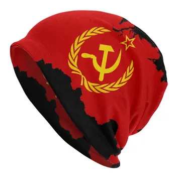 אופנת רחוב החורף חם נשים גברים לסרוג כובע למבוגרים המועצות המועצות סוציאליזם דגל Skullies כובעים כובעי רוסיה CCCP בונט כובעים