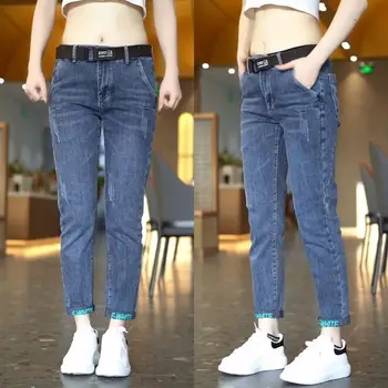 איכות גבוהה קוריאנית Kpop מעצב יוקרה למתוח סלים ג 'ינס לגברים, נשים ג' ינס מזדמנים מכנסיים האביב והסתיו אופנת רחוב המכנסיים