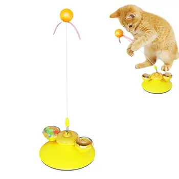 אינטראקטיבי חתול טיזר צעצועים יניקה חזקה כוס 4 פינג פונג חתול מקל צעצוע מקורה חתולים צעצוע