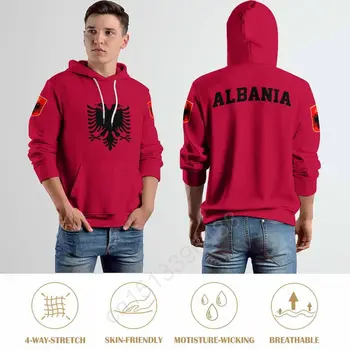 אלבניה מדינה דגל 3D קפוצ 'ון פוליאסטר מגניב גברים, נשים, Harajuku החולצה יוניסקס מזדמנים ג 'קט קפוצ' ונים שם מותאם אישית