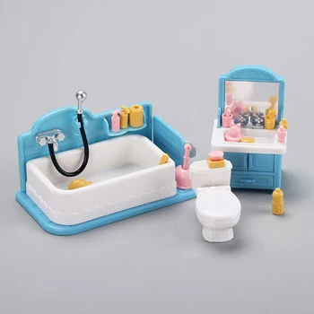 בית הבובות המיניאטורות מיני האמבטיה שירותים ריהוט אמבטיה סט צעצועים עבור בית בובות ריהוט אמבטיה עיצוב ילד DIY פנים צעצוע