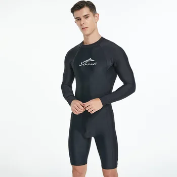 גברים שרוול ארוך יבש מהירה ניילון הגנת UV גלישה בגד ים חתיכה אחת Spearfish החוף צלילה חליפת לייקרה ספורט מים בגדי ים