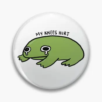 הברכיים שלי כואב בוכה ירוק צפרדע רך כפתור Pin מצחיק סיכה חמודה תג הסיכה אופנה כובע מתנה מאהב בגדים יצירתיים