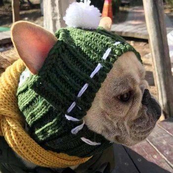 החורף סריגה הכלב כובע רך חם כלב המחמד הלבשה ואביזרים חמוד Windproof כובעים