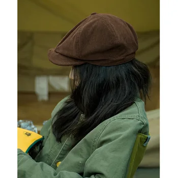 היפני החדש ברחוב קורדרוי נשים סתיו/החורף של מותג האופנה מוצק צבע כל אחד ב-כומתה של גברים בציר צייר את הכובע
