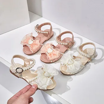 הקיץ פרל קשת אוהבת ביצועים נסיכה נעלי ילדים חדש תחרה רשת לנשימה ללא סנדלים להחליק