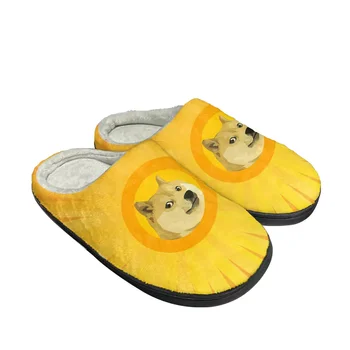 חם Dogecoin אופנה מגניב כותנה מותאם אישית נעלי בית Mens Womens סנדלים קטיפתי קליל לשמור נעליים חמים תרמיים נוחים נעל