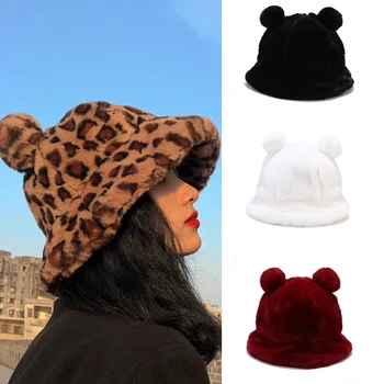 חמוד דייג כובע לנשים החורף להתחמם קטיפה דלי כובעים מוצק צבע מתוק כמוסות רכות נוחה גברים אגן כובע יוניסקס