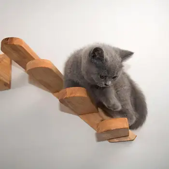 חתול מדפי קיר 4 שלבים חתול מטפס על מדף קיר רכוב חתול מדרגות נהדר עבור גירוד וטיפוס לחתולים מוט פלטפורמה