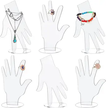 יד תכשיטים לעמוד 6pcs השינה אביזרים צמיד בעל תכשיטים מארגן עגיל שרשרת בעל עיצוב 2D אקריליק