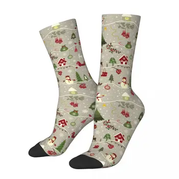 יוניסקס קלאסי ברכת חג המולד חג המולד אלמנטים מתנות גרביים מזדמנים חמוד עץ חג אייל גרביים חידוש התיכון גרביים.