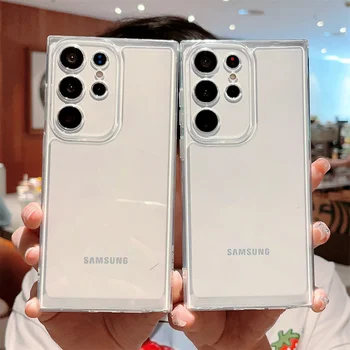 יוקרה שקוף טלפון Case For Samsung Galaxy S23 S22 אולטרה S21 S20 בנוסף FE A54 A34 A14 A24 A52 A13 A23 5G ברור כריכה רכה