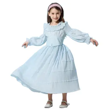 ילדים המותניים Cosplay בתולת ים שמלת נסיכת חצאית תפוחה את ביצועיהם של ילדים תחרה טלאים פאף שרוול לילדים שמלות