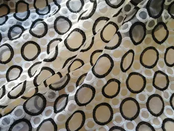לבן שחור עם נקודות בד אורגנזה התחרה בד הביתה עיצוב תלבושות חתונה אספקה בד על ידי החצר