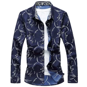 מ-6XL Mens חולצה פרחונית 2023 אביב הכפתור למטה פרח הדפסה שרוול ארוך חולצות מזדמנים בתוספת גודל Camisa חברתית Masculina