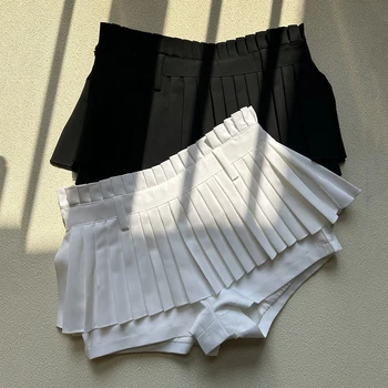 מזג דק חם בחורה סקסית y2k אולטרה קצר של נשים חצאית 2023 הקיץ החדש מותן נמוכה מיני עם קפלים חצאית מכנסיים