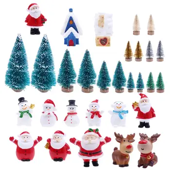 מיני עץ חג המולד שלג סט מיקרו נוף קישוט להגדיר עבור 1/12 הבובות לשחק במשחק תפאורה חג המולד להגדיר עבור ילדים