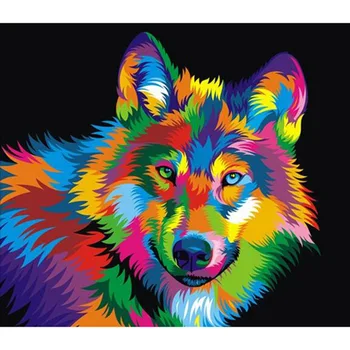 מלא יהלומים ציור 5D DIY יהלומים צבעוניים זאב