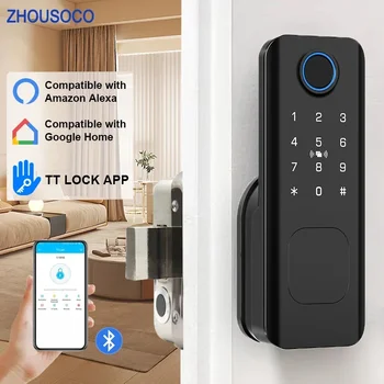 מנעול טביעת אצבע TTLock Bluetooth Wifi ביומטרי מנעול דיגיטלי סיסמת כרטיס App לפתוח שלט רחוק אלקטרוני חכם לנעול את הדלת