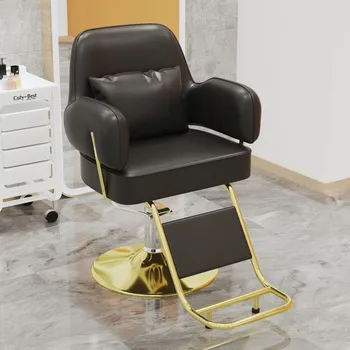 נייד עור סלון הכיסא יוקרה זהב הרגל מסתובב מספרה סלון הכיסא היופי עיצוב שיער Cadeira רהיטים מסחריים