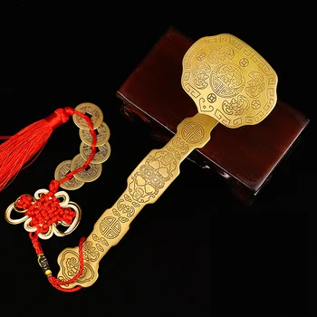 סיני הקמע מלאכת יד הזהב נחושת המשמח Ruyi ריהוט הבית פנג שואי כוח השרביט קישוט קישוטים מזל טוב
