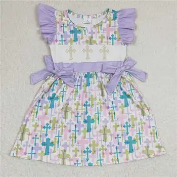 עיצוב חדש בנות פסחא צבעוני לחצות לעוף שרוול השמלה ילדים שמלת הקיץ