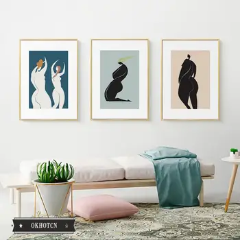 רוקד עירום אישה פוסטר עכשווי מופשט אמנות קיר בד הציור סקנדינבי מינימליסטי תמונות עבור הסלון קישוט