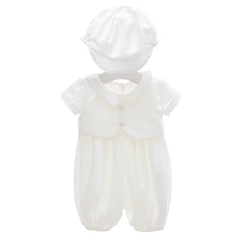 תינוק לטבילה חליפות רשמיות ' נטלמן לבוש החתונה ילד תינוק הטבילה יום ההולדת הראשון מקלחת הוללות עם כובע L298